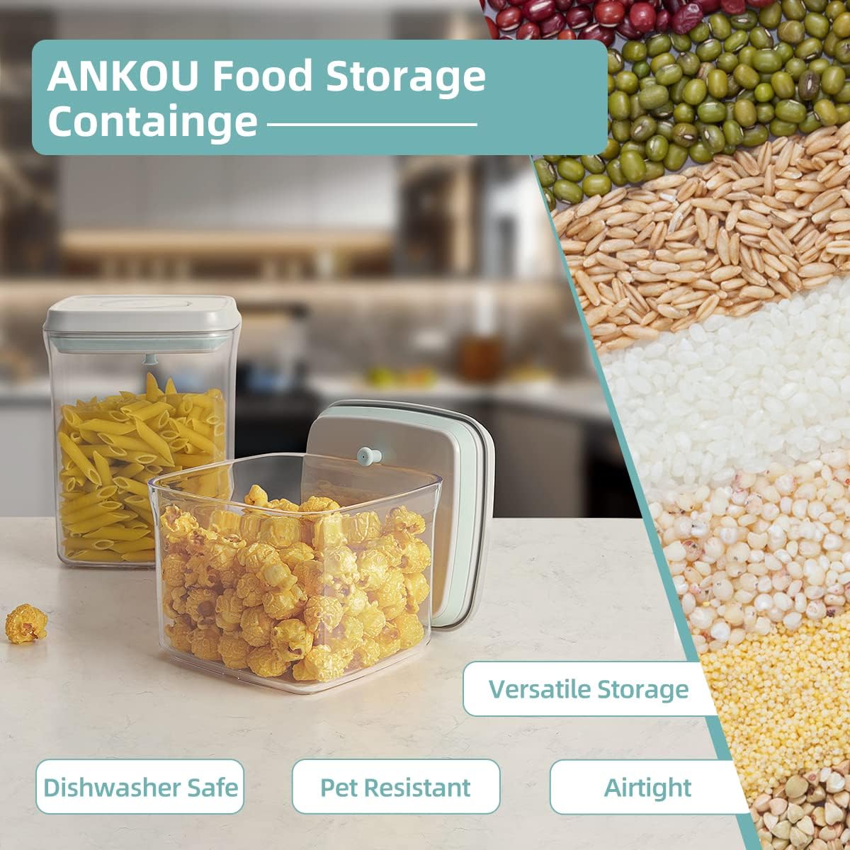 Ankou Airtight Container Set - (380ml 4 Pcs) Stackable One Button Openning Food Containers for Snacks Candy Salt Herbs Spices BPA-Free Tranparent (0.32 QT * 4) - Image 6