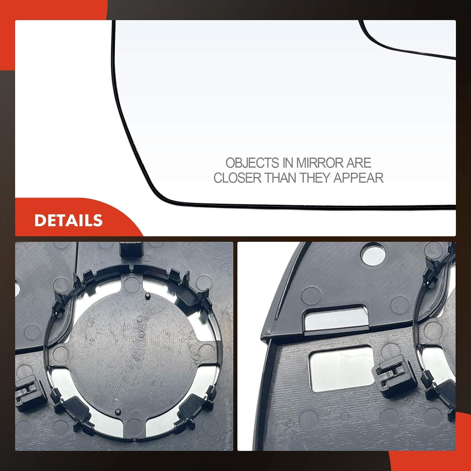 A-Premium Right Passenger Side Non-Heated Mirror Glass with Backing Plate - Compatible with Ford Ranger 2019-2024 - Exterior Side View Convex Mirror with Spotter Glass