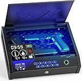 Gun Safe, Biometric Gun Safes for Pistols with LCD Display of Temperature Humidity, Fingerprint Quick Access Pistol Safe Solid Handgun Safe Modern