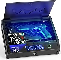 Vista 1 de Gun Safe, Biometric Gun Safes for Pistols with LCD Display of Temperature Humidity, Fingerprint Quick Access Pistol Safe Solid Handgun Safe