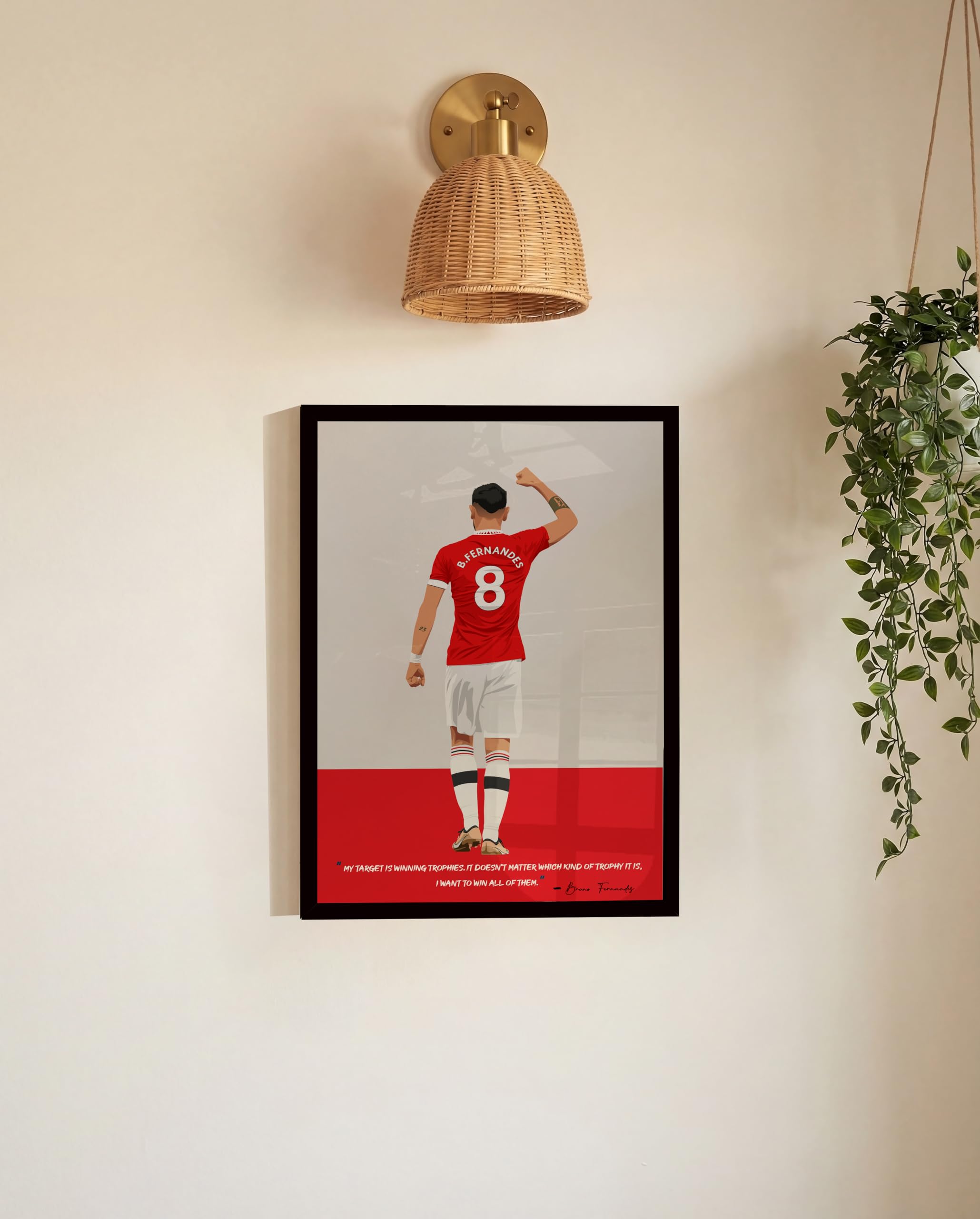 QUOTE - UNQUOTE ART, Manchester United, Bruno Fernandes Poster, 11x14 inches, Black Frame 1