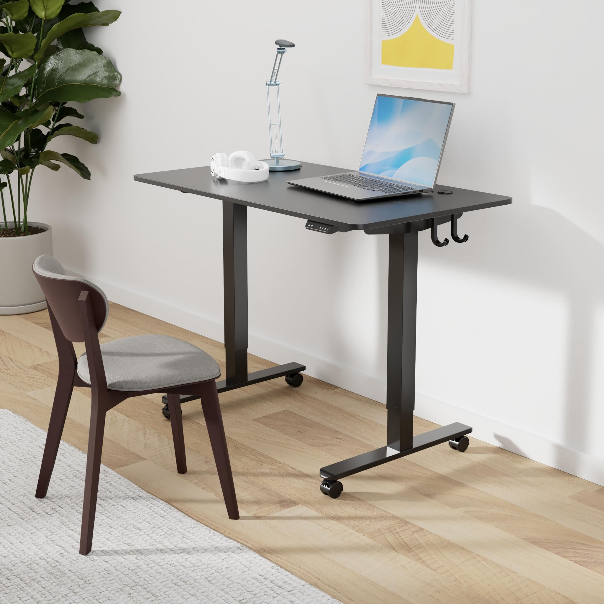 Cubiker Electric Standing Desk, 48 x 24 Stand up Desk Height Adjustable, Home Office Desk with Splice Board, Black view 2