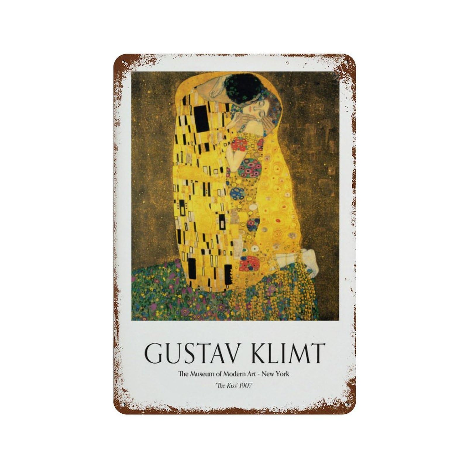 xiaoxiaoshen Gustav Klimt The Kiss Vintage Wall Decor Art Metal Tin Poster Modern Home Decor Art Home Bar Shop Decorations Vintage Sign 30x20cm
