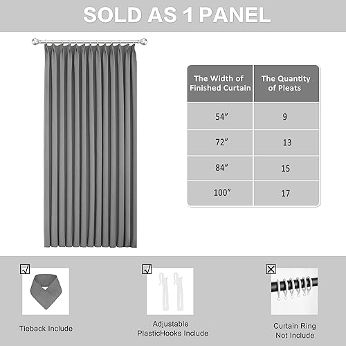 Miniatura 9 de MUMFAS Cortina plisada opaca completa de lino sintético impermeable con alzapaños y ganchos, para oscurecer la habitación, tratamiento de ventana de