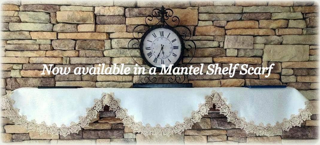 Galleria di Giovanni Rose Lace Dresser Scarf 54" Plus Set of 2 Doilies Soft Gold & White