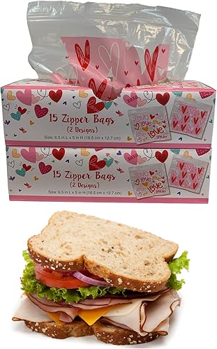 Bolsas de sándwich con cremallera para el día de San Valentín, bolsas de regalo de San Valentín, bolsas de intercambio de galletas, bolsas de