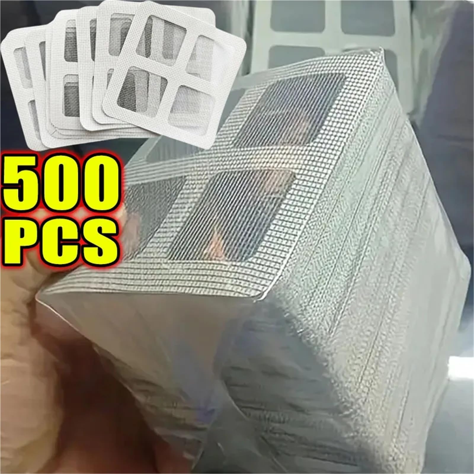 Haarfangsieb for Dusch- und Badezimmerabläufe, Verstopfungsschutz, Bodenablauf-Aufkleber, Reparaturflicken for Fliegengitter FüR KüChe Dusche Badezimmer(500PCS)