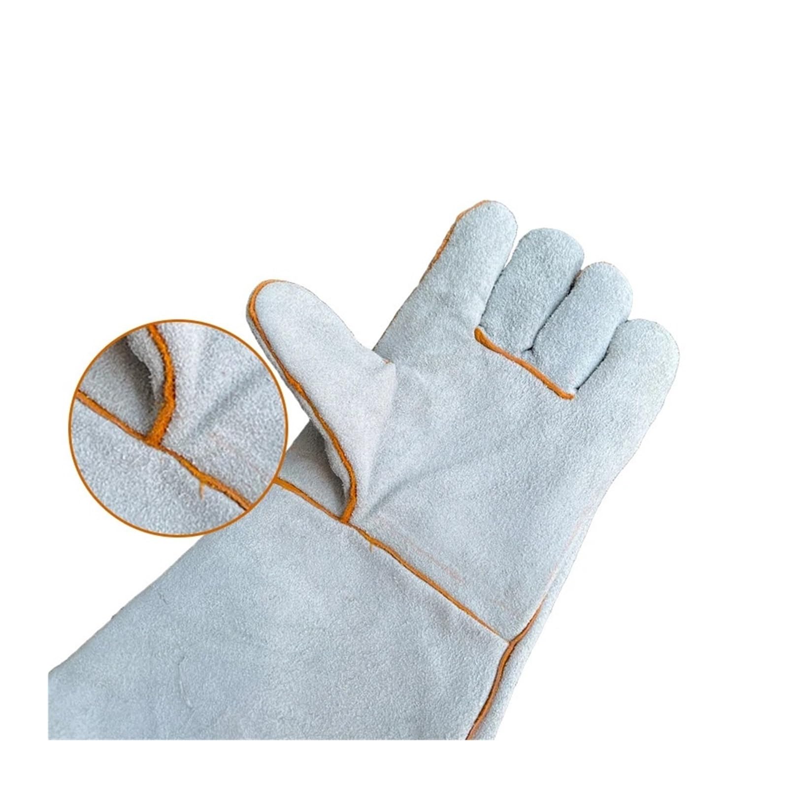 Générique Gants de soudage longs en cuir, gants travail antidérapants, durables et résistants(Yellow)