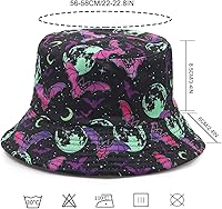 Vista 27 de Halloween Bucket Hat Beach Sun Hat Funny Fishing Hat for Women, Reversible Double-Side Wear