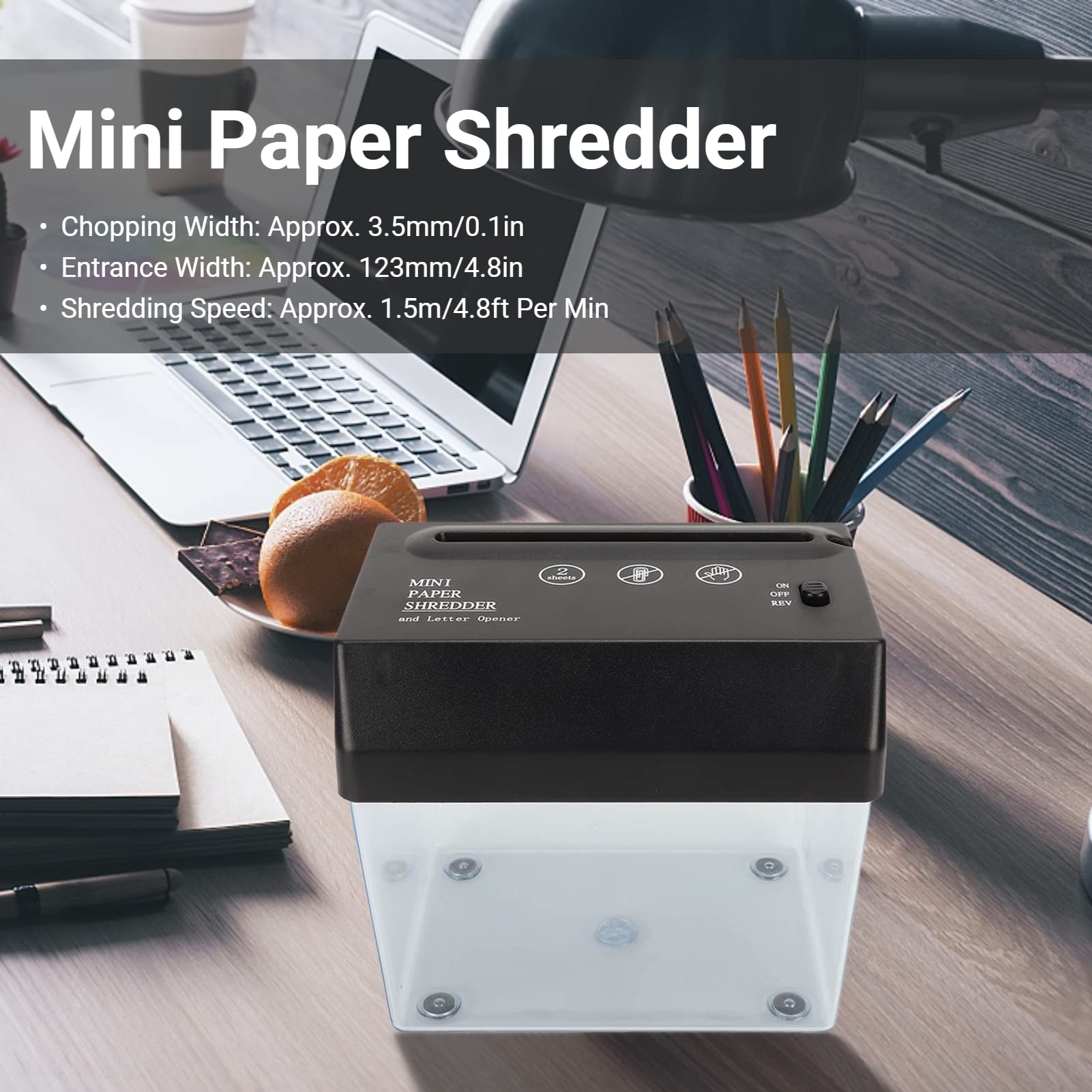 Paper, A6 Sheets Strip Cut Paper Cutter with Wastebasket, & Fast Universal Mini for Invoices Receipts PP Plastics, for Home Office