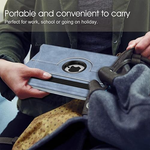Vista 36 de Fintie - Funda giratoria para iPad de 9ª generación / 8ª generación / 7ª generación, de 10.2 pulgadas, funda giratoria en 360 grados, funda Azul