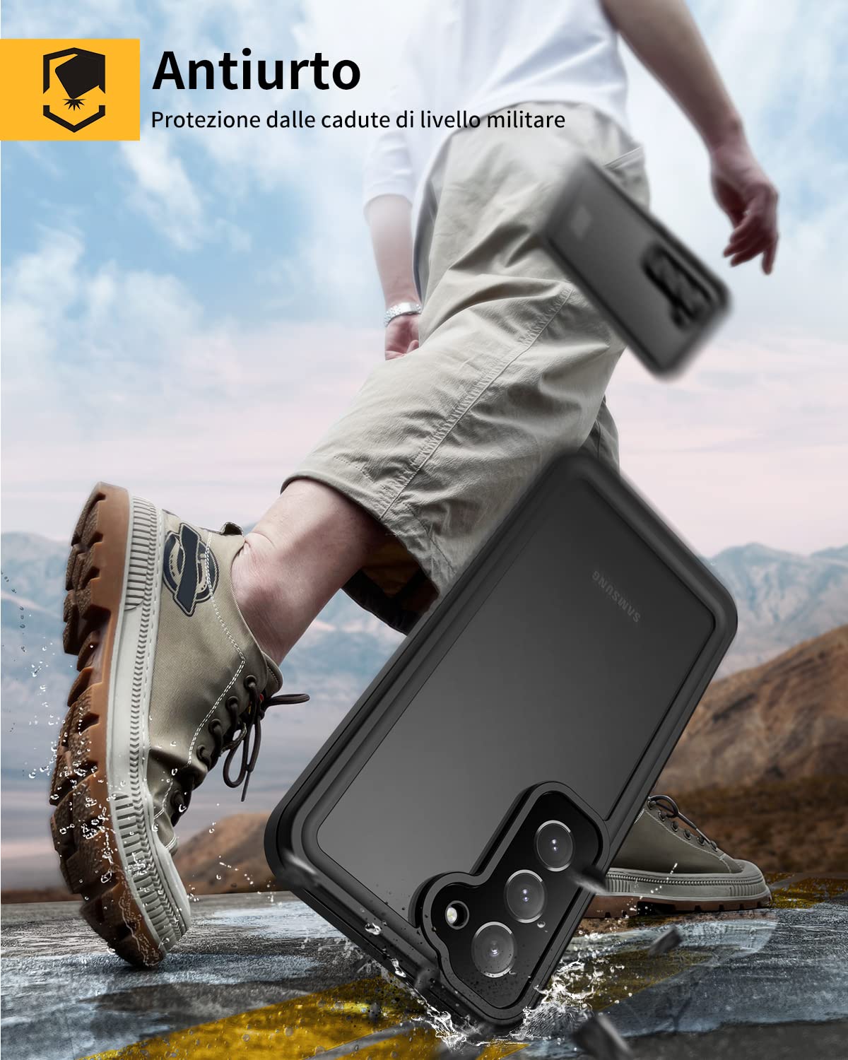 Lanhiem Cover Per Samsung Galaxy A54 5G Impermeabile IP68 Waterproof e 360 Gradi Protezione Custodia Subacquea Antiurto Rugged con Full Body Military Protezione dello Schermo per Samsung A54 6,4",Blu