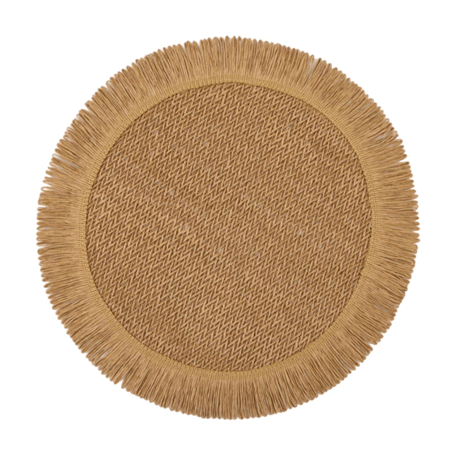 Jazuaiao Braided Paper Placemat with Tasseled Trim Natural Texture Table Place Mat for Dining Table Decoration Mat Natural Texture Dining