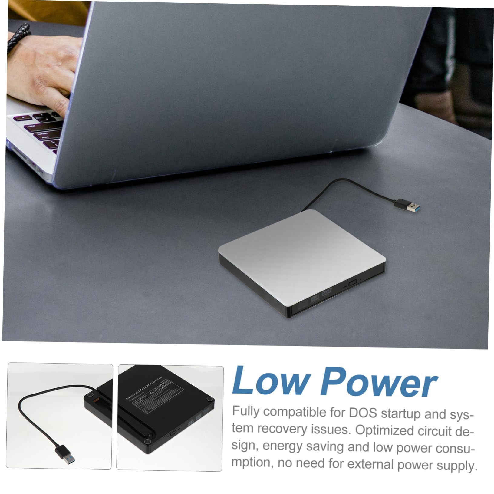 Uonlytech Lecteur DVD Externe USB Ultra Slim Graveur Et Réécrivain CD DVD pour Ordinateurs Portables Bureau Compatible avec Et Fonctionnel Et Énergétiquement Économe