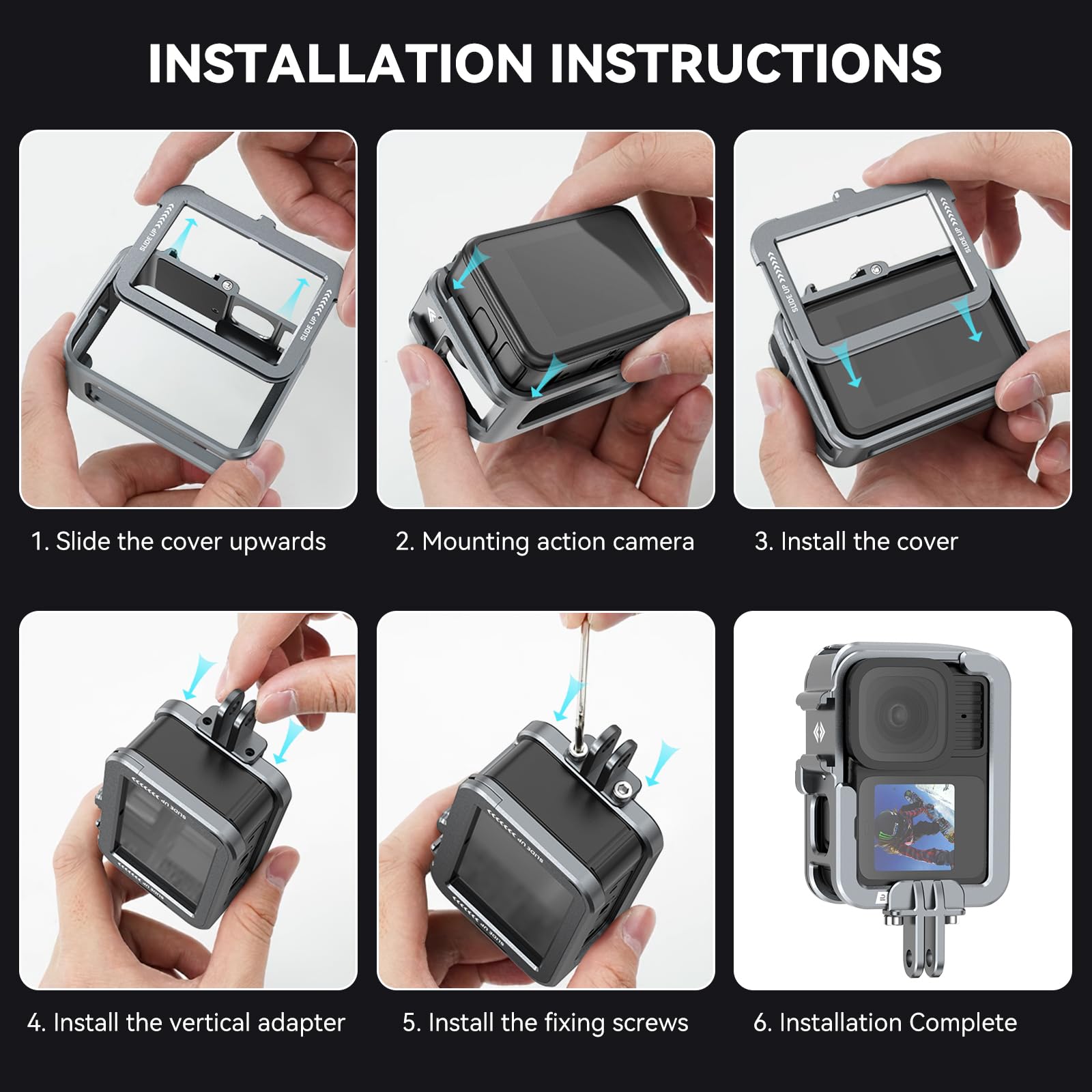 TELESIN Carcasa de aluminio de metal para cámara Go Pro 13, 12, 11, 10, 9, carcasa con filtro de objetivo ND/CPL, jaula protectora con 2 soportes para zapatos fríos para accesorios de cámara