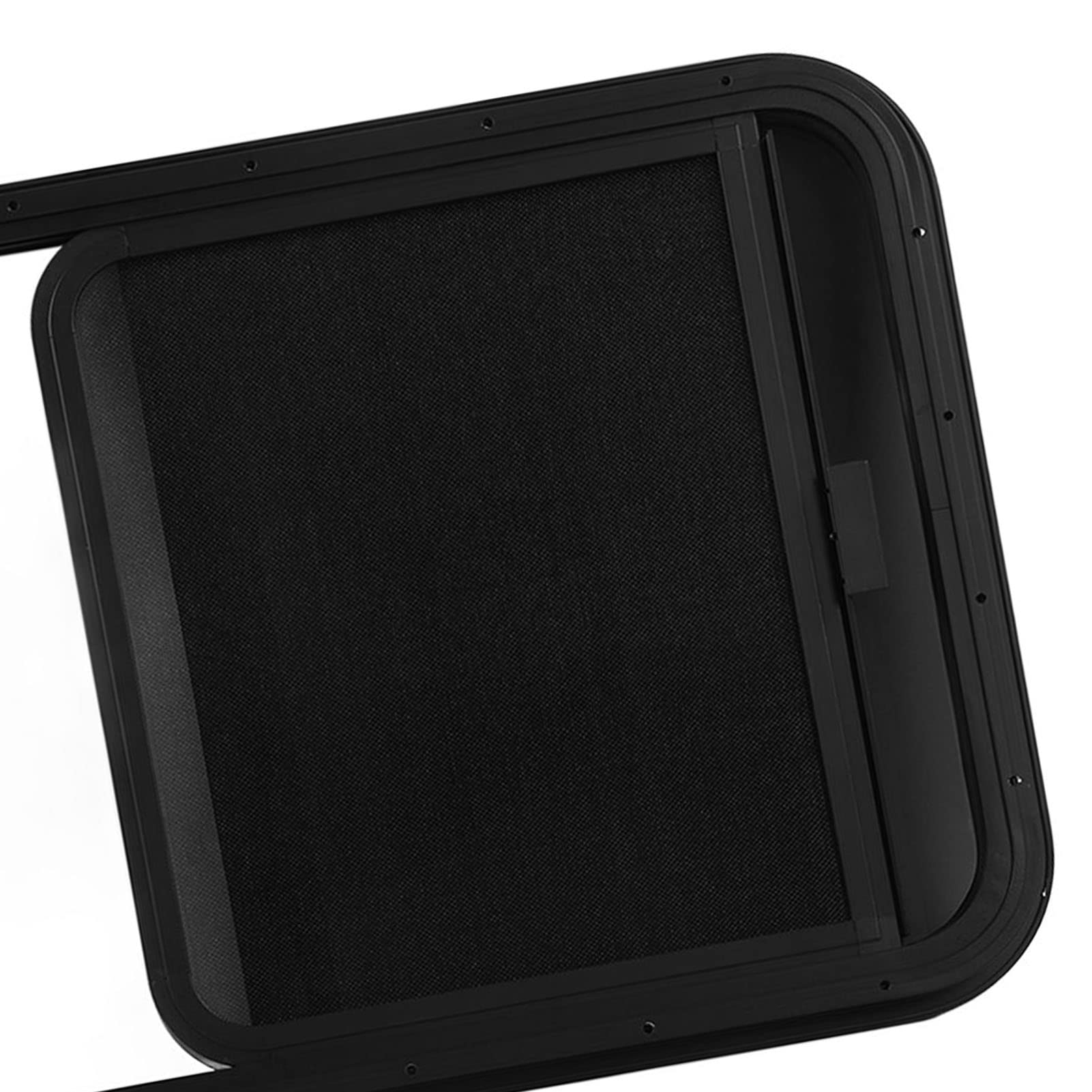 Qqmora Rundes Eck-Wohnmobilfenster, Push-Pull-UV-geschütztes Design für Campingplätze, 82,87 X 53,9 Cm, aus Aluminiumlegierung
