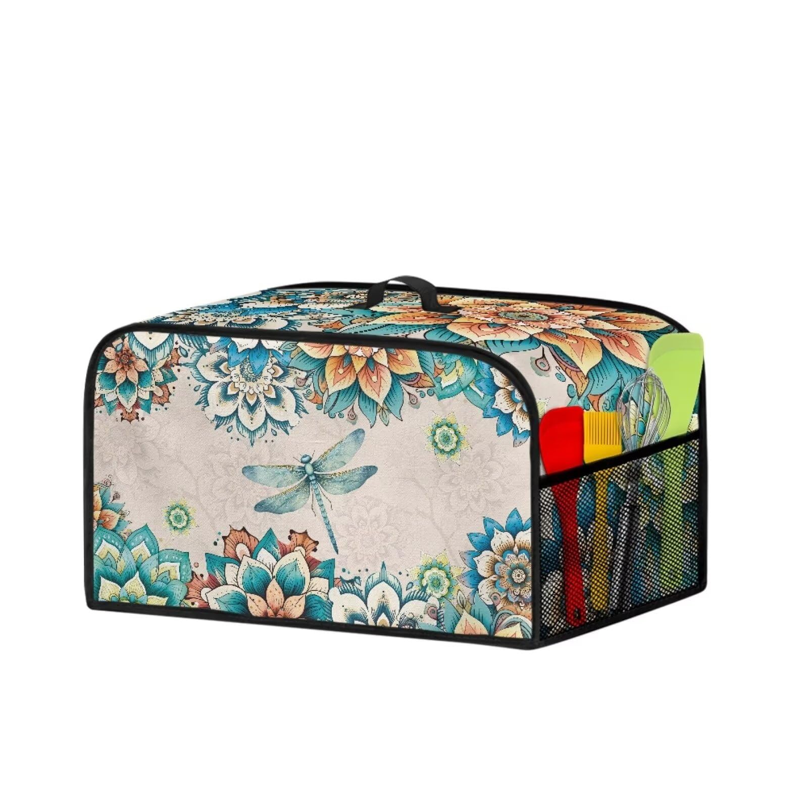 Drnuikhe Vintage Floral Butterfly Small Ktichen Appliance Cover 6-8 Quart Slow Cooker,Oval Crock Pot Covers For Kitchen Counter Black, Kitchen Home Décor