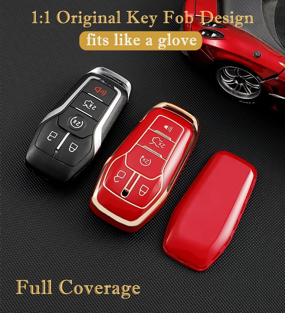for Ford Key Fob Cover with Keychain, Premium Soft TPU Full Protection Key Fob Case for Ford Fusion Mustang F150 Edge Explorer Lincoln MKZ MKC MKX Smart Remote Key Protector (Size B-Grey) - Image 4