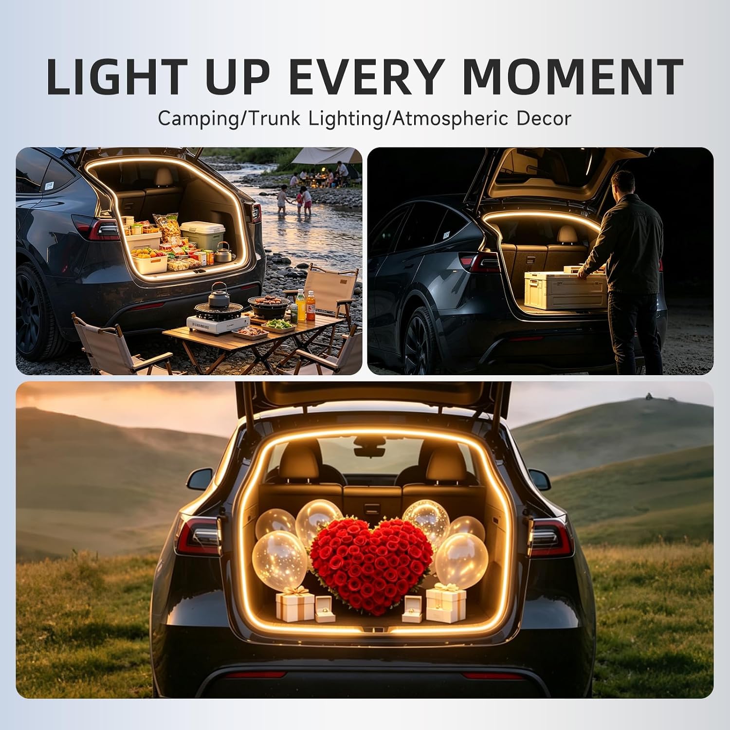 Trunk LED Light Strip for 2020-2026 Tesla Model Y LED Rear Trunk Cargo Light for Tesla Model Y (Including New Model Y Juniper) Interior Lighting Accessories Sensor Auto ON/Off Silicone Waterproof image 2