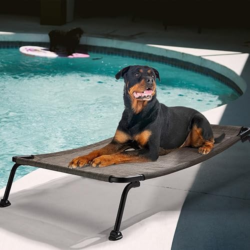 Miniatura 8 de Veehoo Cama elevada para perros para exteriores, cama elevada para perros de enfriamiento XL, portátil, impermeable, curvada, para exteriores, hasta