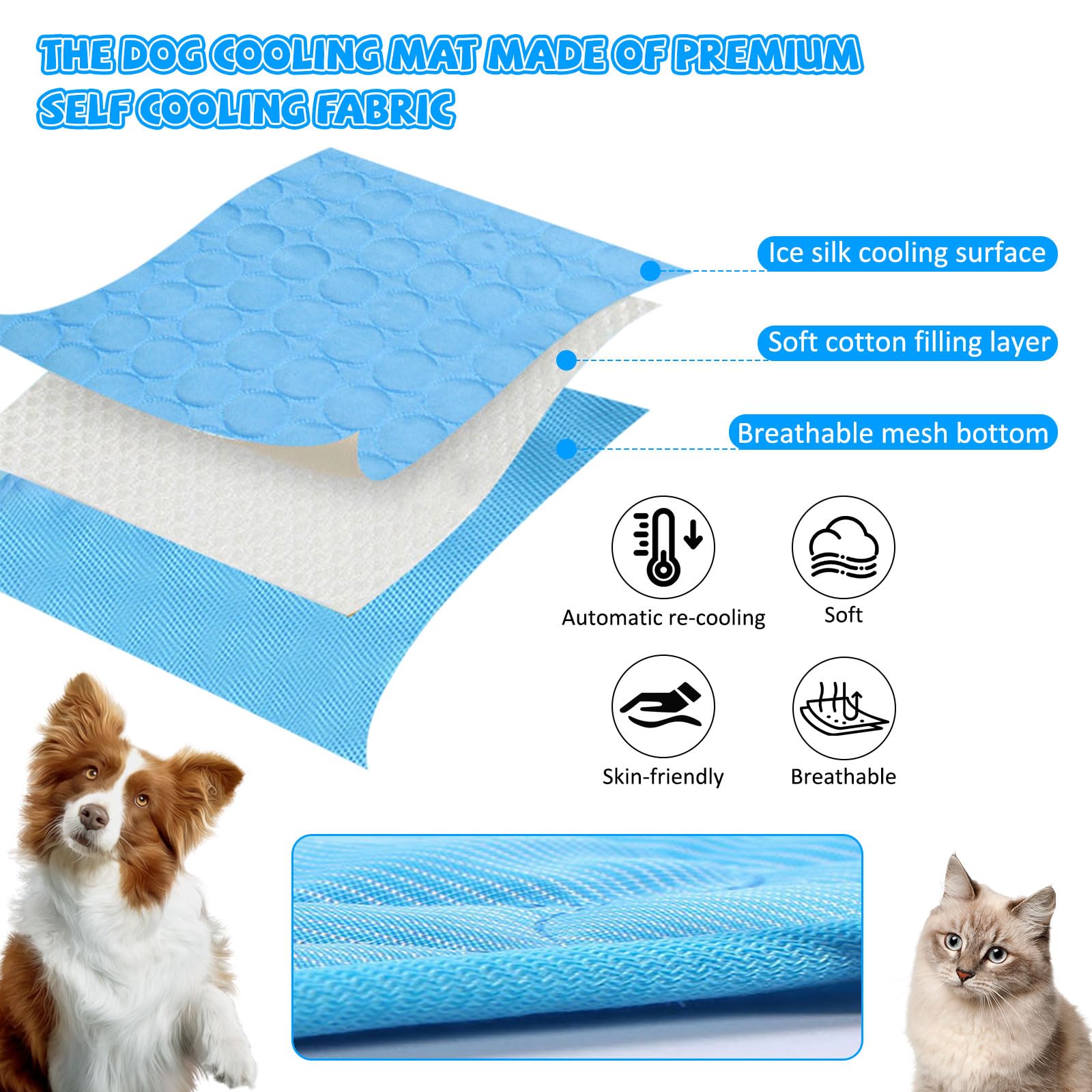 SUVEK Pet Cooling Mat, Dog Cooling Mat, Pets Self-Cooling Mat, Cooling Dog Mat, Cooling Cushion Dog Blanket, Cooling Blanket - Image 2
