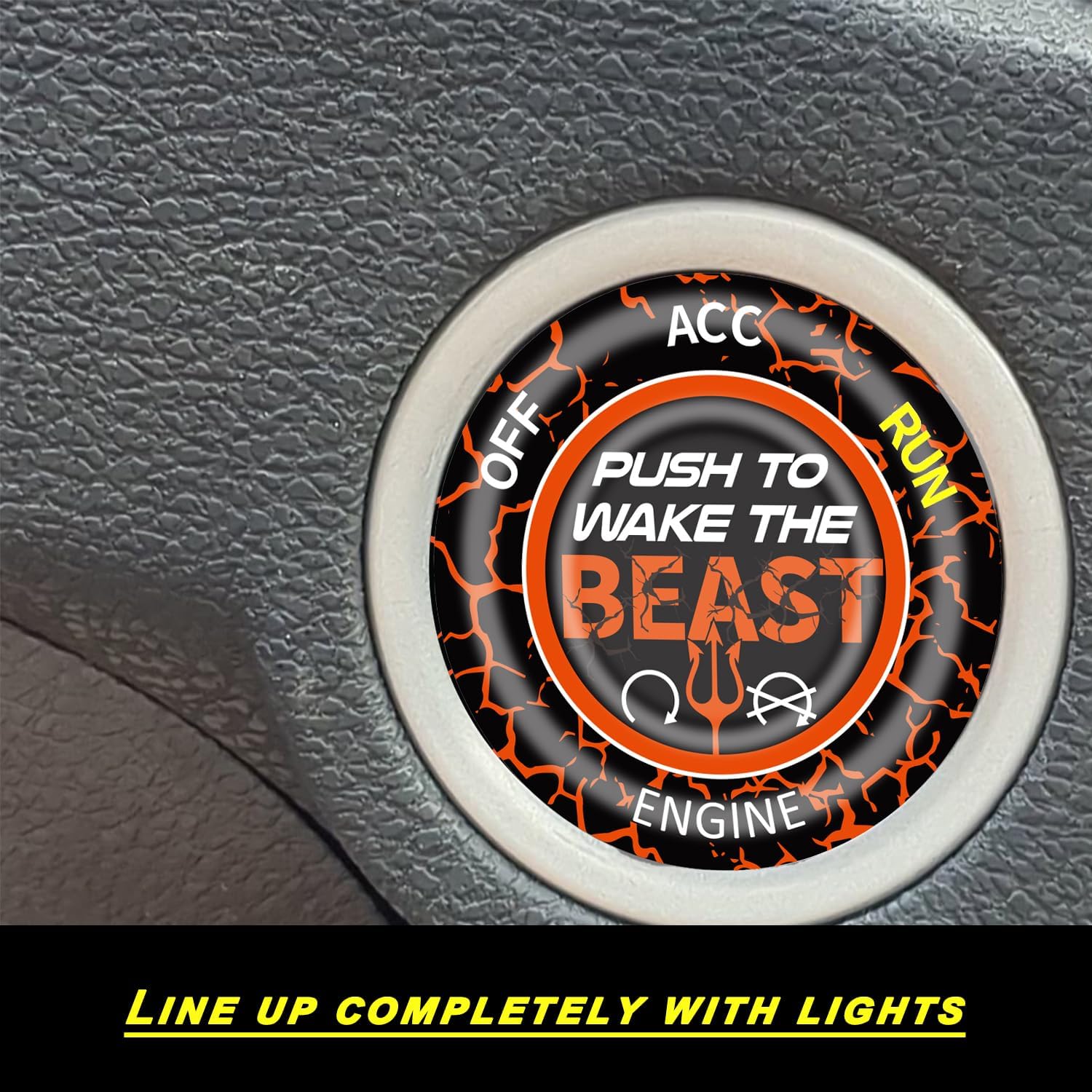 TOOLEPIC Push Start Button Cover for Dodge Challenger Charger Durango Ram 1500 Accessories 2015-2025- Interior Engine Start Stop Ignition Switch Kit –Push to Wake The Beast Design Custom Fit Orange