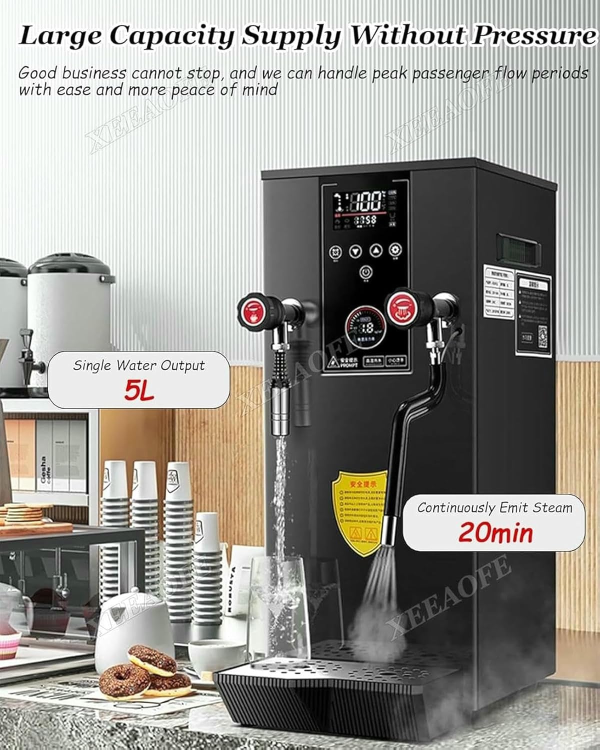 Commercial Steam Milk Frother & Boiling Water Machine, 12L Electric Coffee Foam Maker Frothing Machine for Coffee, Milk