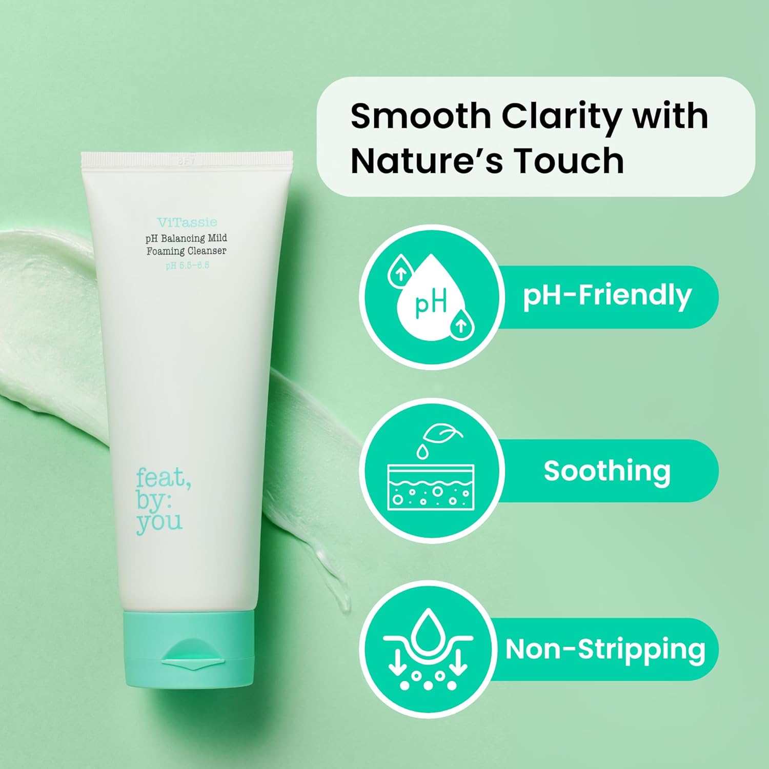 PH Balancing Mild Foaming Cleanser - (5.07 fl.oz) Hydrating Face Wash with VItamin C, Facial Cleanser for Sensitive Skin, Pore Deep Daily Cleansing Foam, Korean Skin Care - Image 3