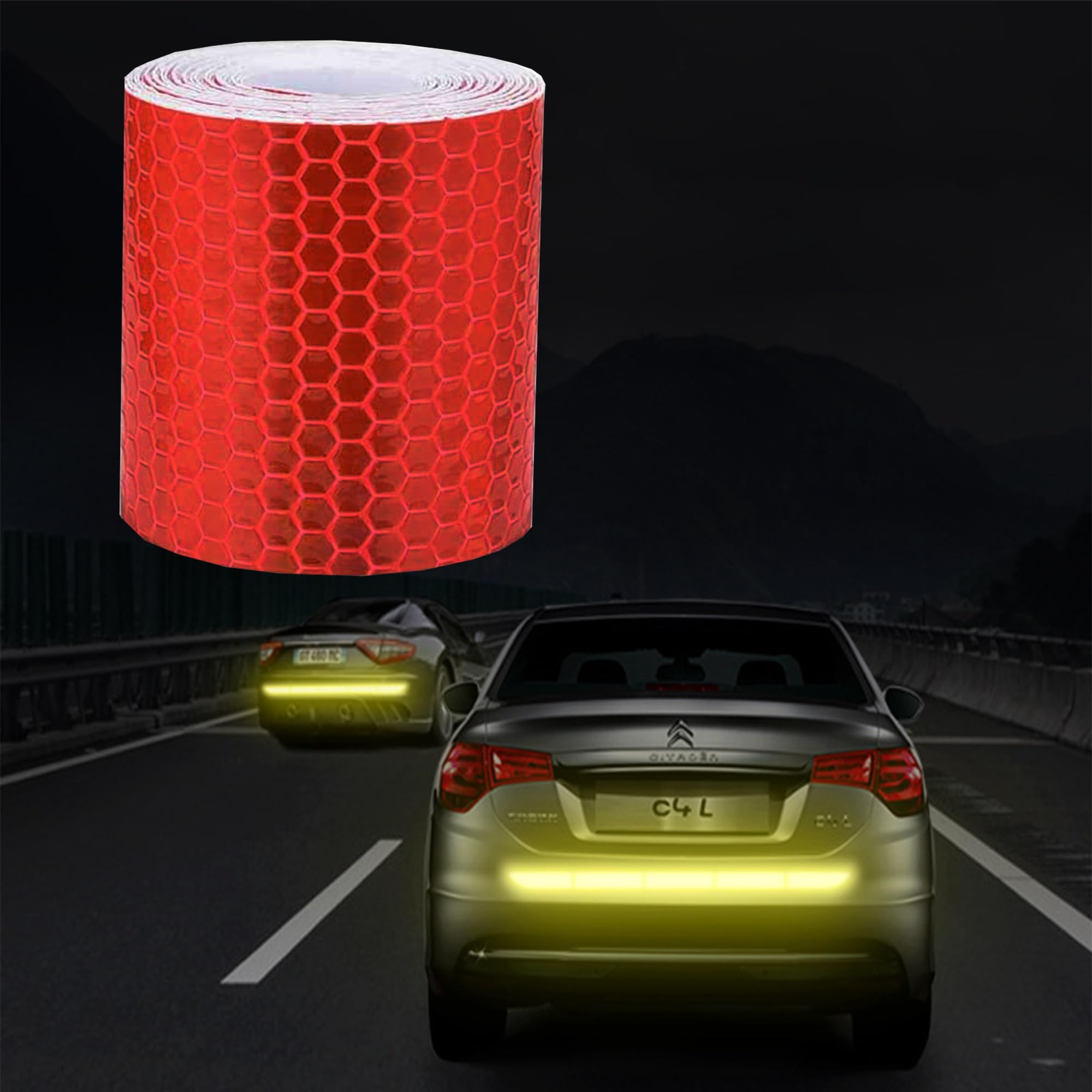 MINGZE Reflective Tape, 5cm Width*3m Length, Micro Prismatic Sheeting Reflective Tape, Automotive, Motorcycle, Trailer Tractor Truck Reflectors, Safety Caution Warning (yellow)