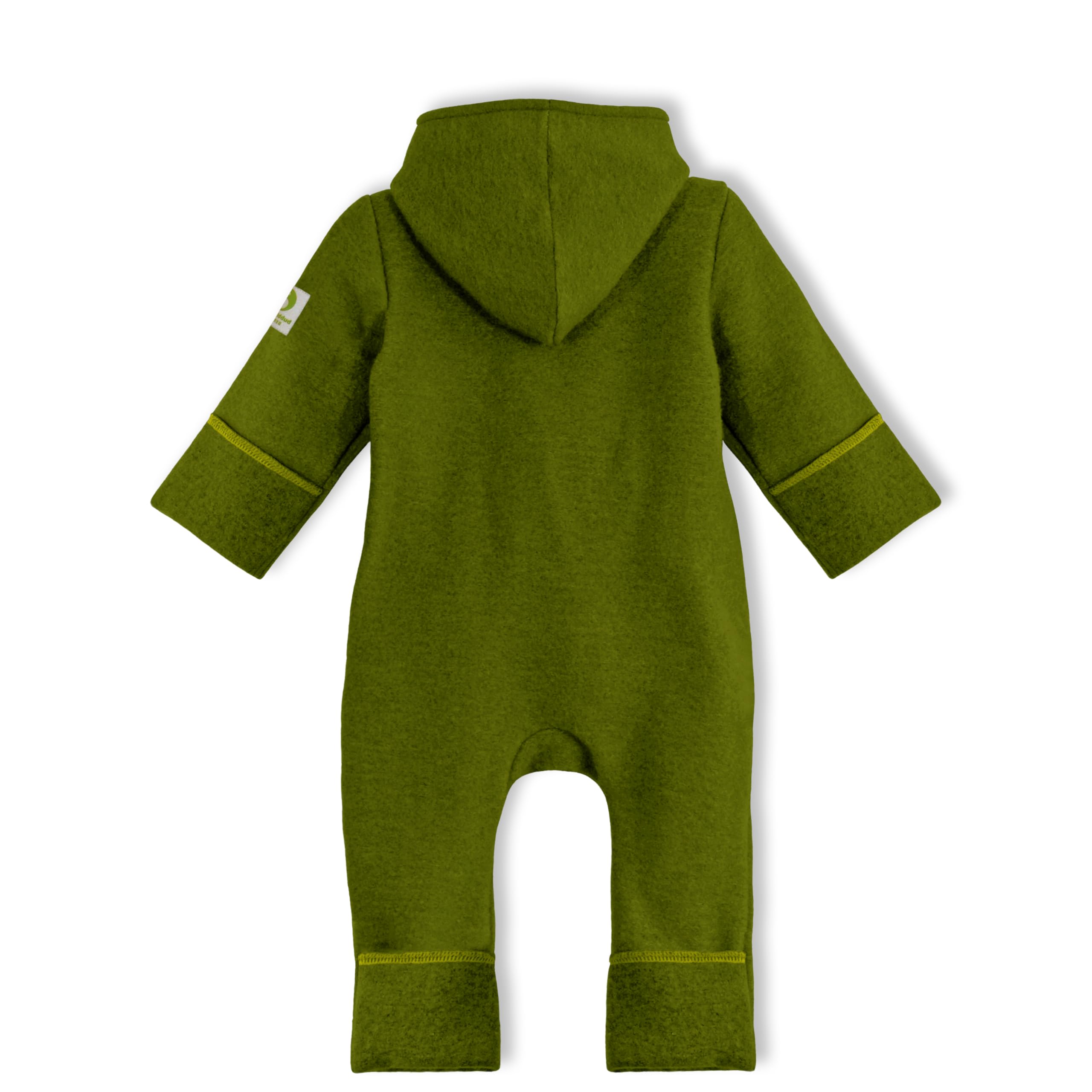 Baby Overall aus Walkwolle – Unisex Wollanzug für Herbst & Winter mit Kapuze, diagonalem Reißverschluss & umklappbaren Handschuhen/Füßlingen – Made in Germany