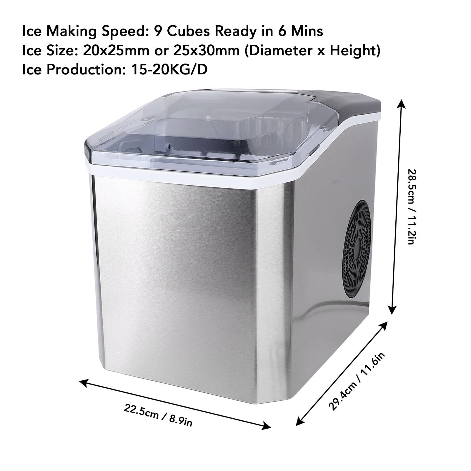 Fabater Ice Maker Countertop, Self Cleaning Portable Ice Machine With Basket And Scoop, 9 Cubes Ready In 6 Mins, 44lbs Per Day, Multi Sizes Of Ices Cubes For Home, Kitchen, Office (Us) on Fridge.com - View 6