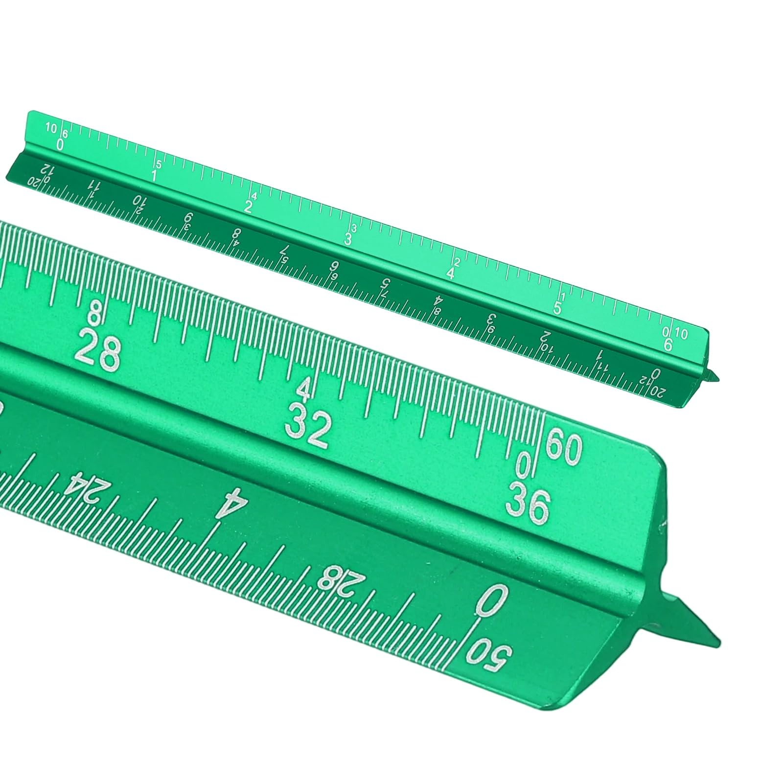 sourcing map Architectural Scale Ruler, 7 Inch Standard Aluminum Alloy Architect Triangular Large Scale Laser-Etched Blueprint Drafting Ruler for Architects Engineers, Green