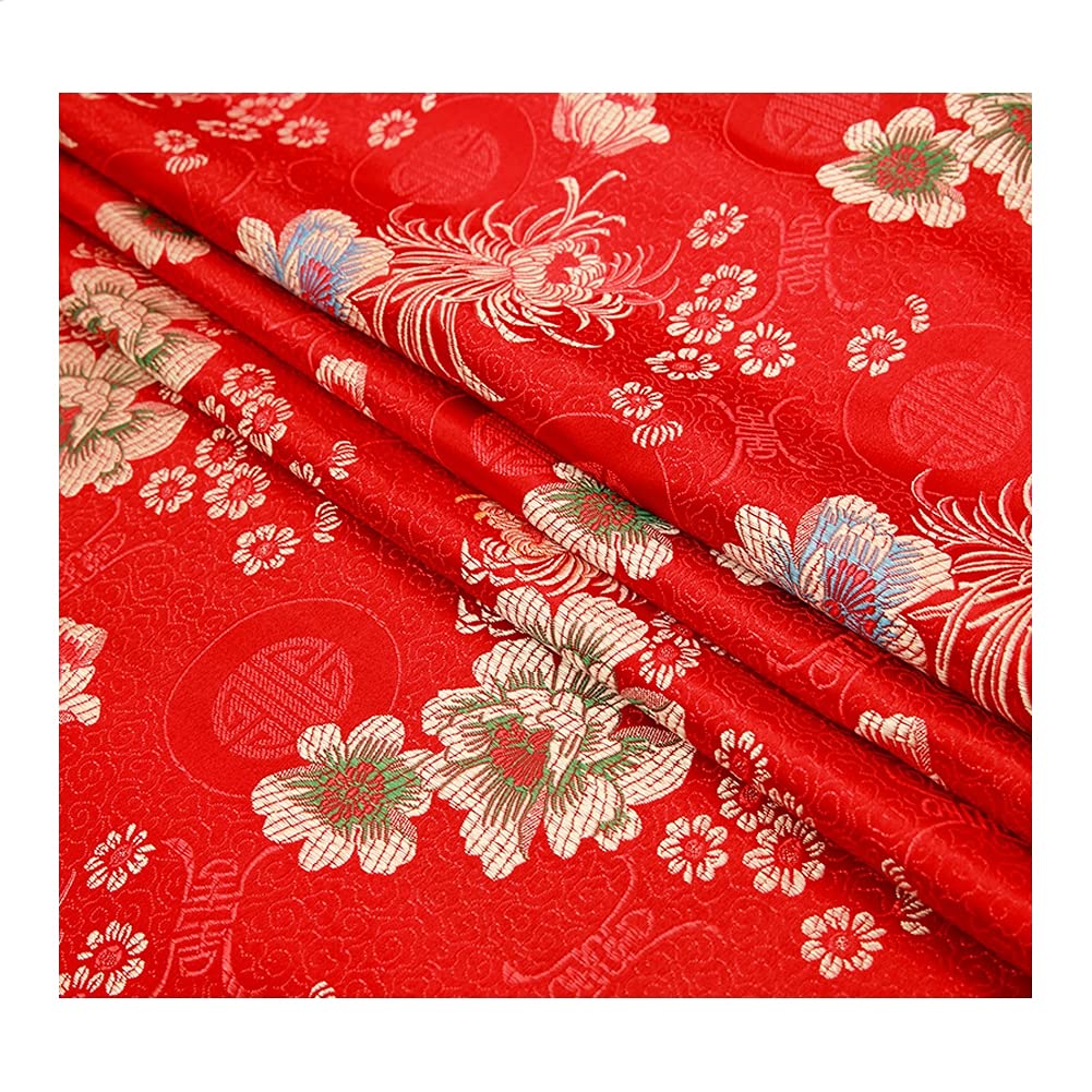 Brokatowa tkanina, Tkanina brokatowa Cheongsam i kimono Materiał satynowy do szycia DIY 75 cm x 50 cm(O)