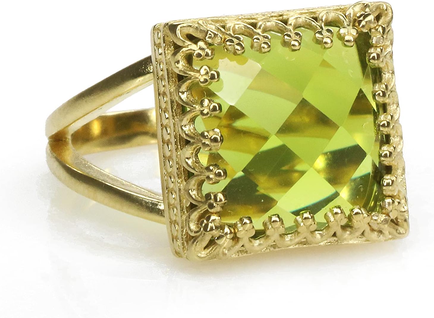 Bright Peridot Ring in 925 Silver - Artisan Jewelry Ring for Fashion, Engagement, Wedding for Her - Choose Your Size and Material - with Fancy Jewelry Box - Image 6