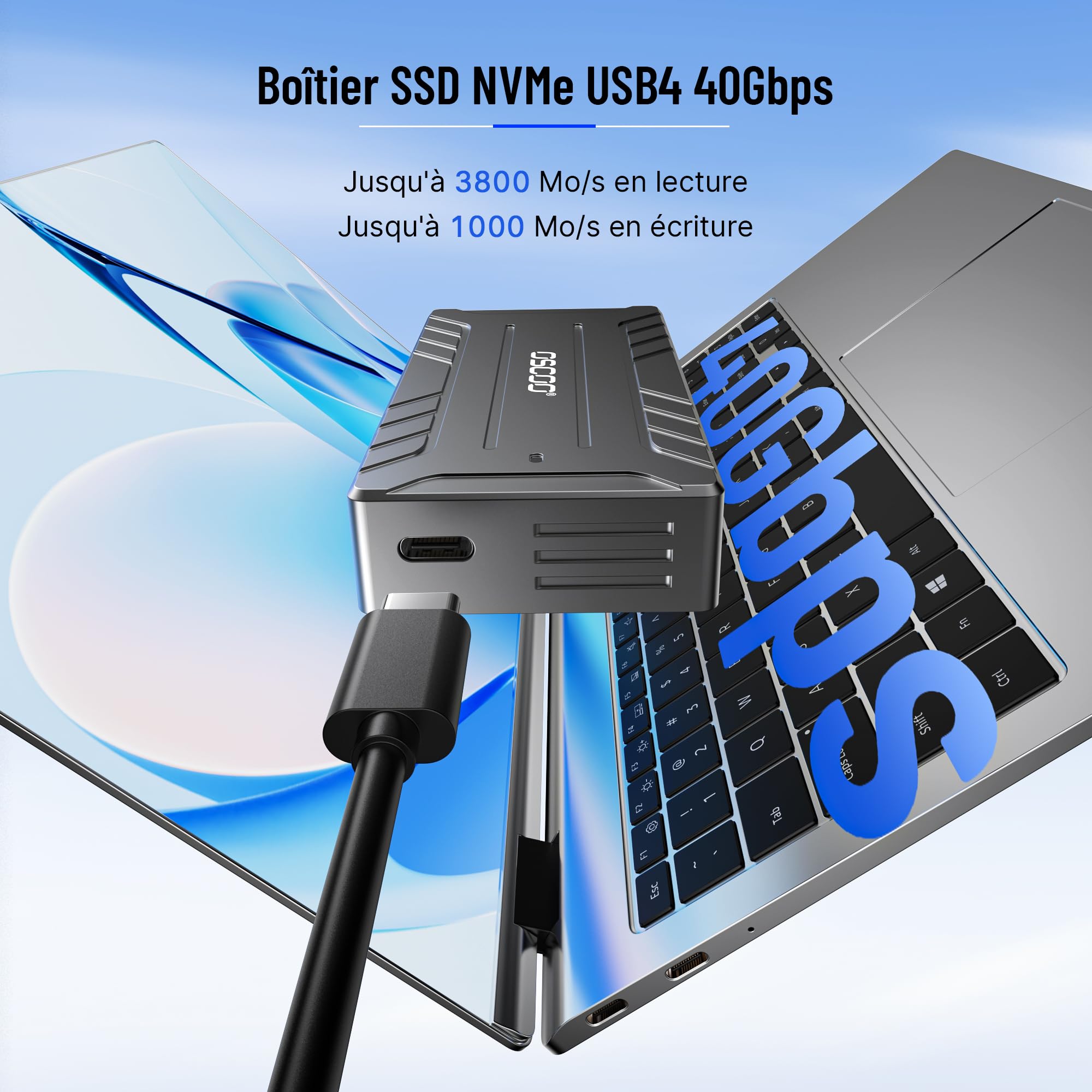 40Gbps Boîtier USB 4 NVMe Thunderbolt 4/3, Adaptateur SSD Externe