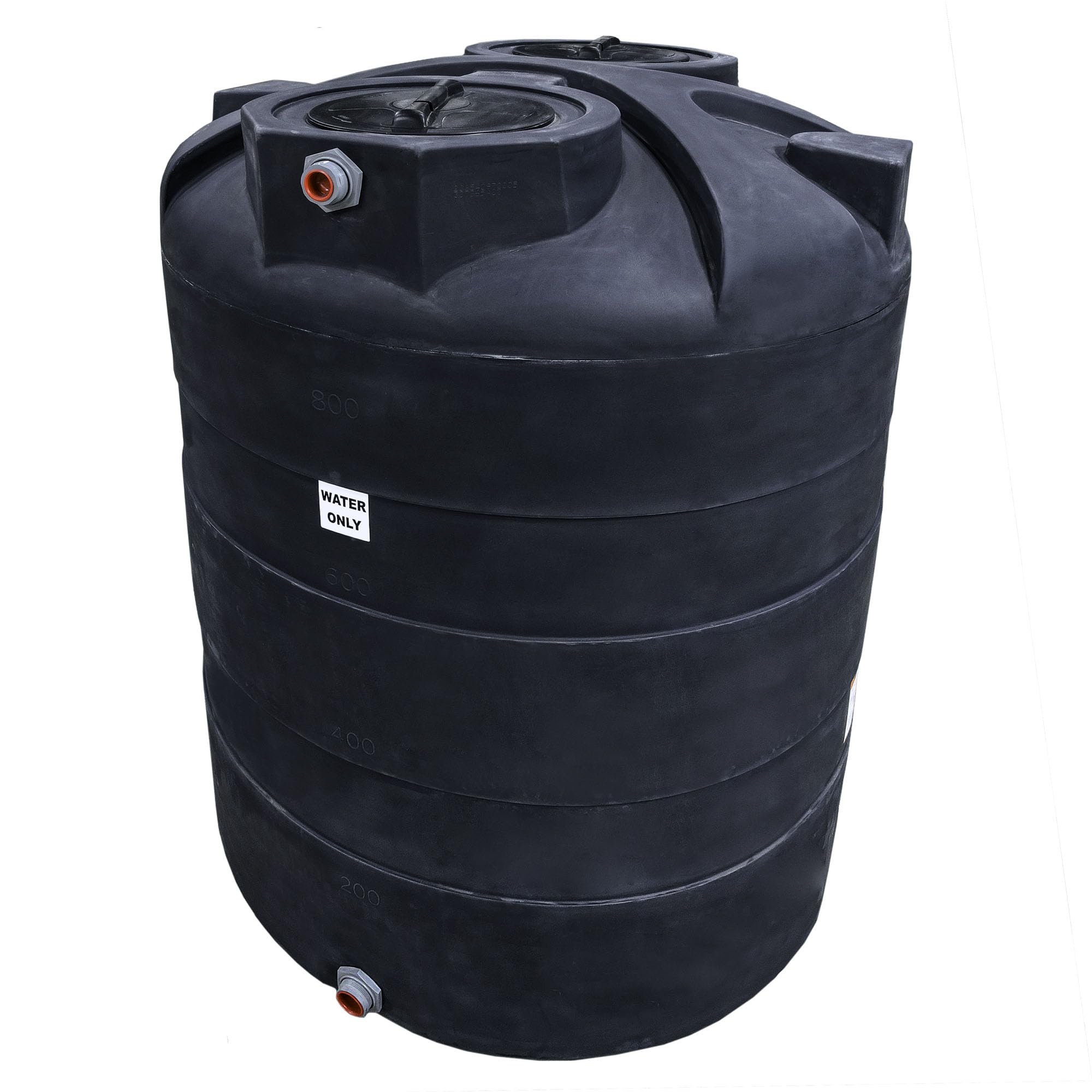 Condition photo showing New/Like New for 1000 gallon vertical water storage tank, plastic water tank for collection, holding, and storage, uv-resistant, for rainwater harvesting, agricultural, rv, emergency, and general use