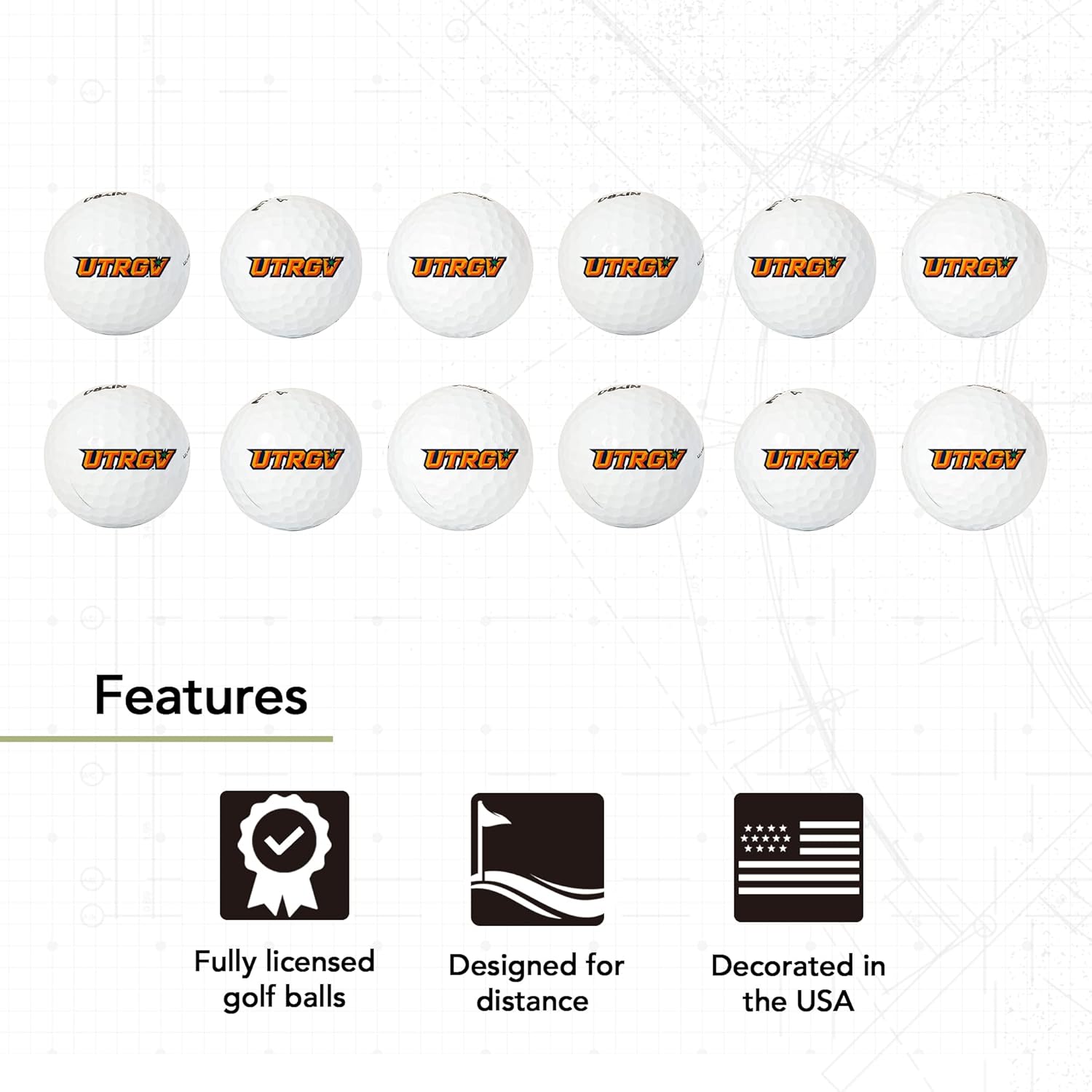 Desert Cactus University of Texas Rio Grande Valley Golf Balls 12 Pack – UTRGV Vaqueros Full Color Dozen – Officially Licensed Sport Team Accessory