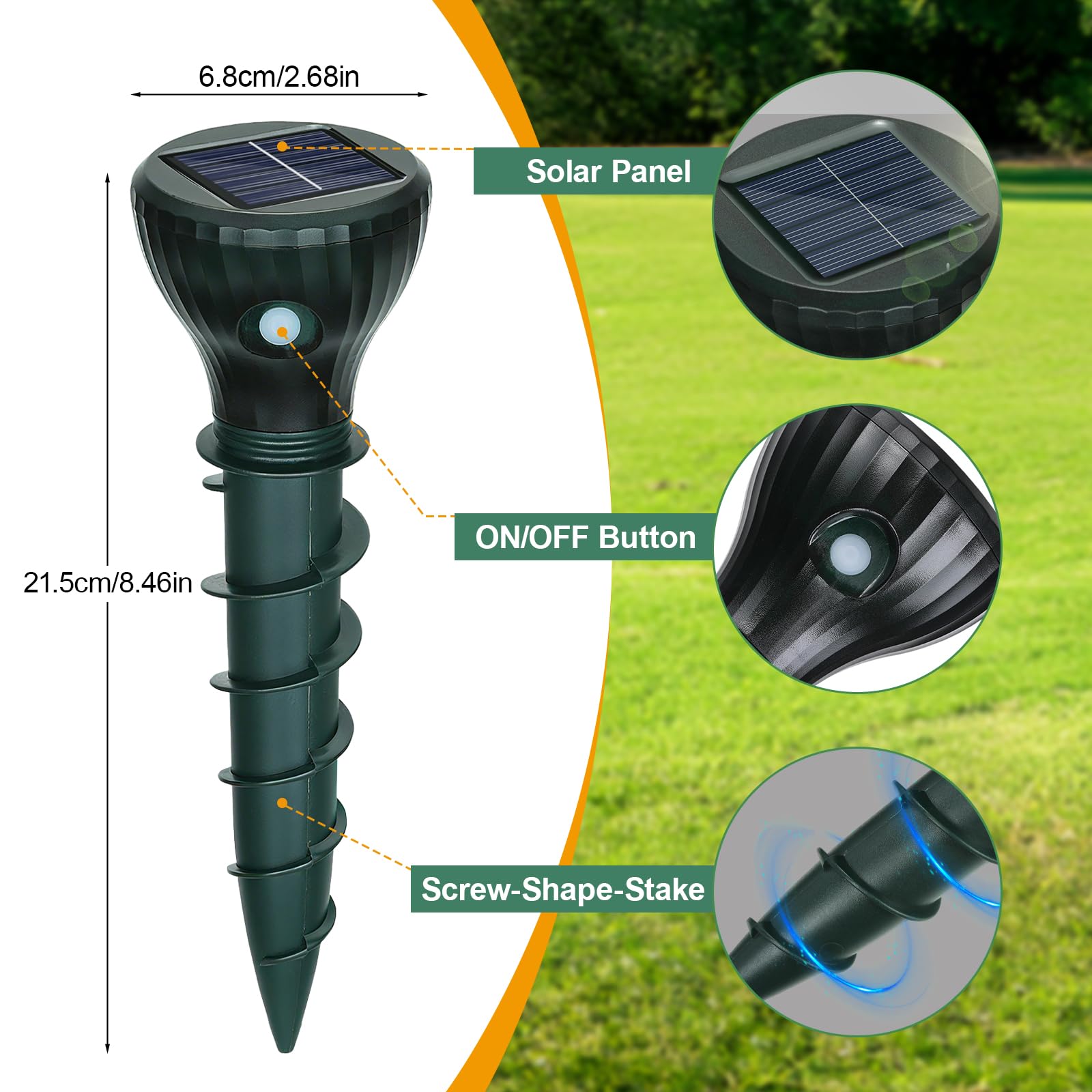 Dissuasori per Talpe, Repellente per Talpe 4 Pezzi, Repellente Animale a Ultrasuoni, Dissuasore Solare per Giardino e Campeggio, Anti Topi, Serpenti