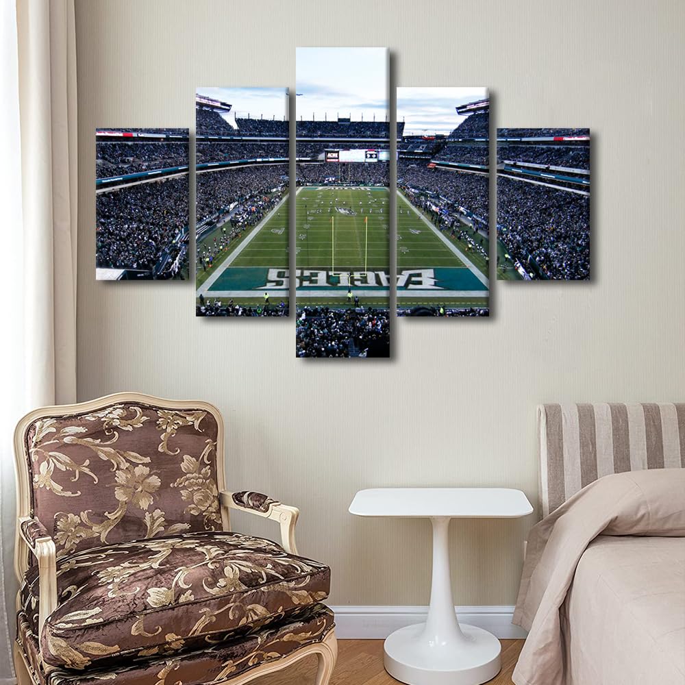 Lienzo decorativo para pared, diseño de águilas de fútbol americano, campo financiero de Lincoln, 5 piezas, arte de pared de estadio de Filadelfia, cuadros para decoración del hogar, pinturas, póster