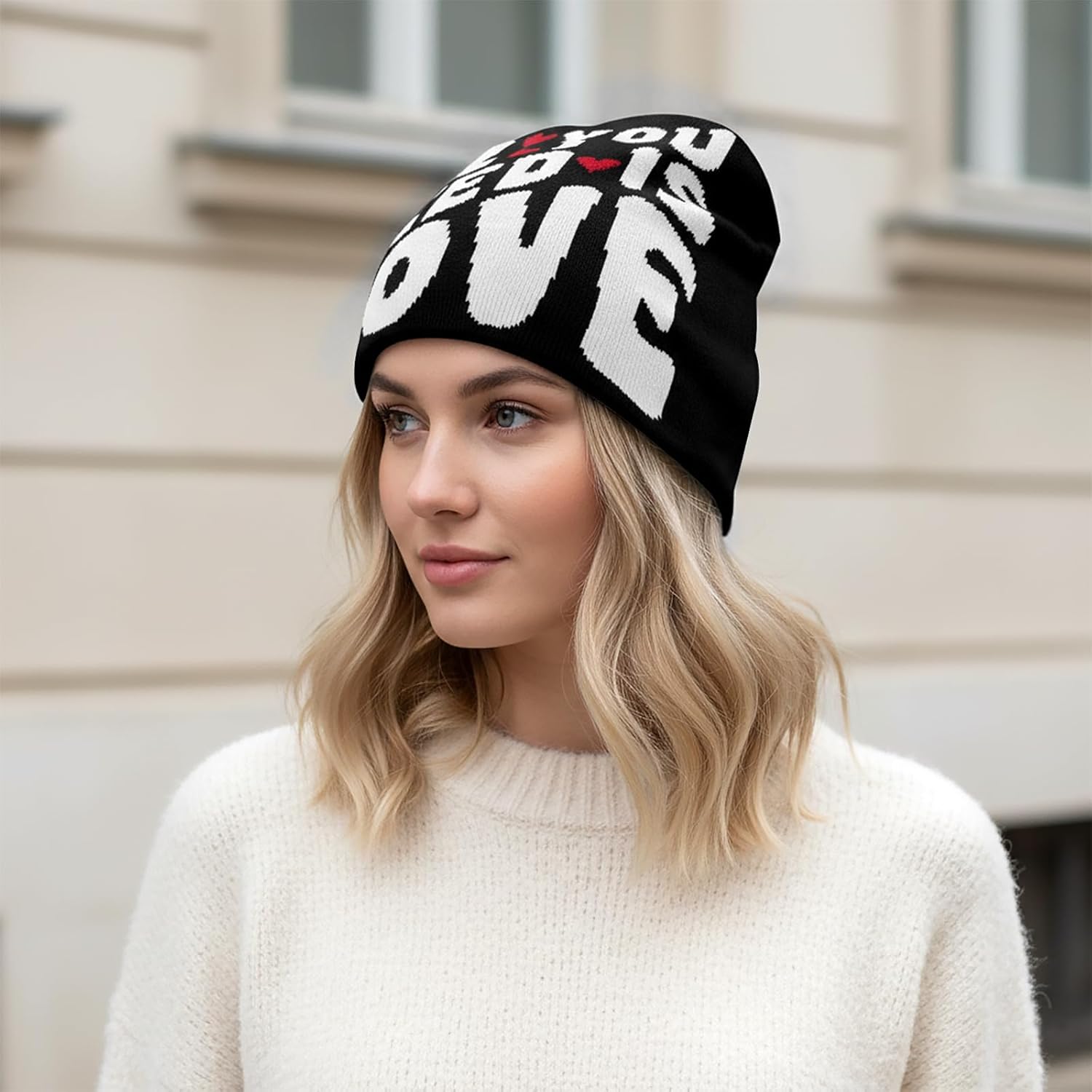 YAMEIZE Letter Beanie Hat for Women Men - Letter Graphic Beanies Soft Slouchy Knitted Hat Skull Cap Grunge Rap - Image 8