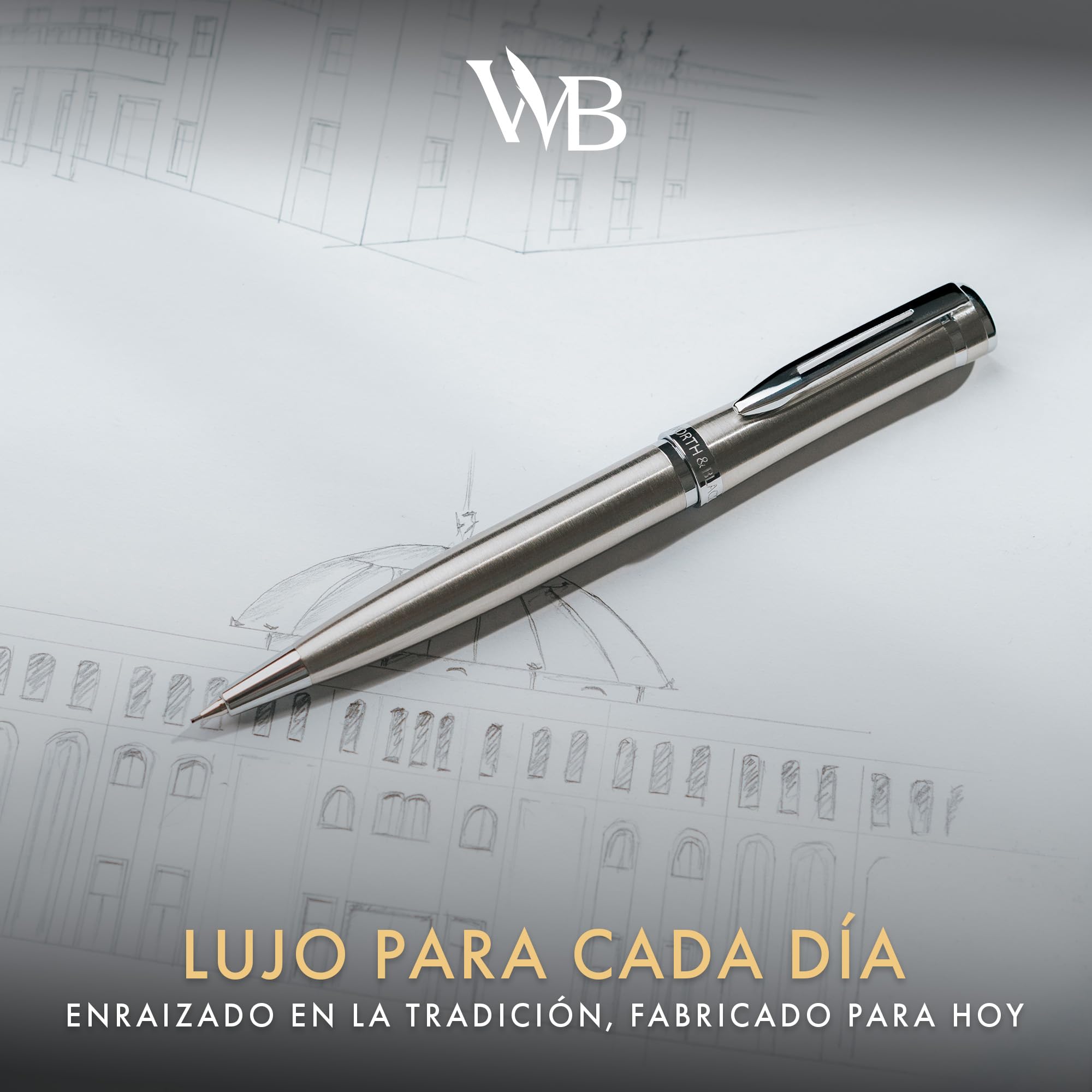 Wordsworth y Black Lápiz Mecánico Mina de Grafito - Acabado en Cromo Plateado, Mina de 0,7 mm, Mejor Set para Hombres y Mujeres, Lápices Profesionales de Oficina
