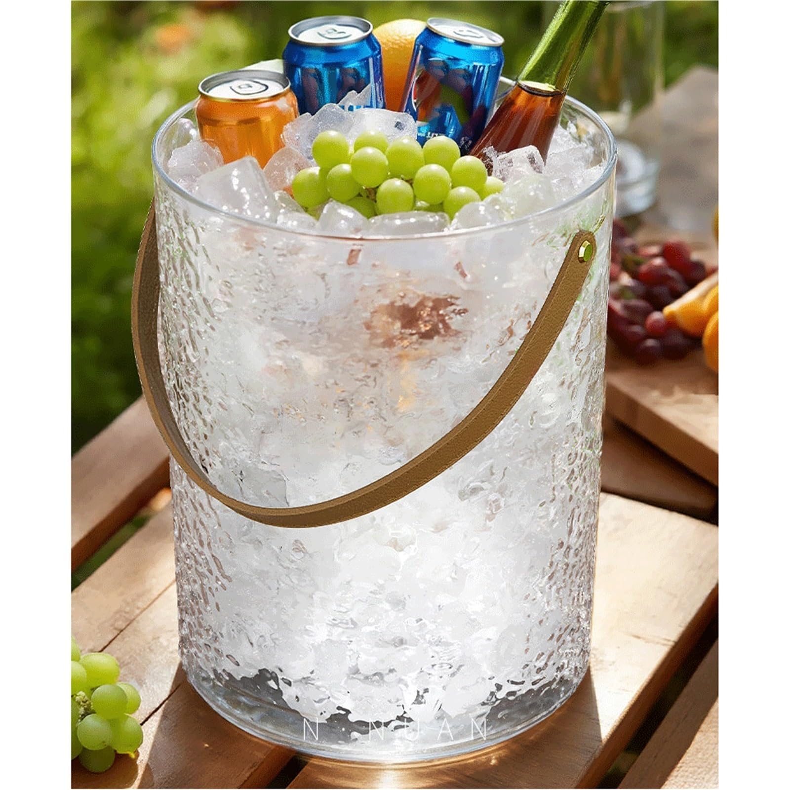 cubo de champán Cubitera con estampado de glaciar y asa piel sintética