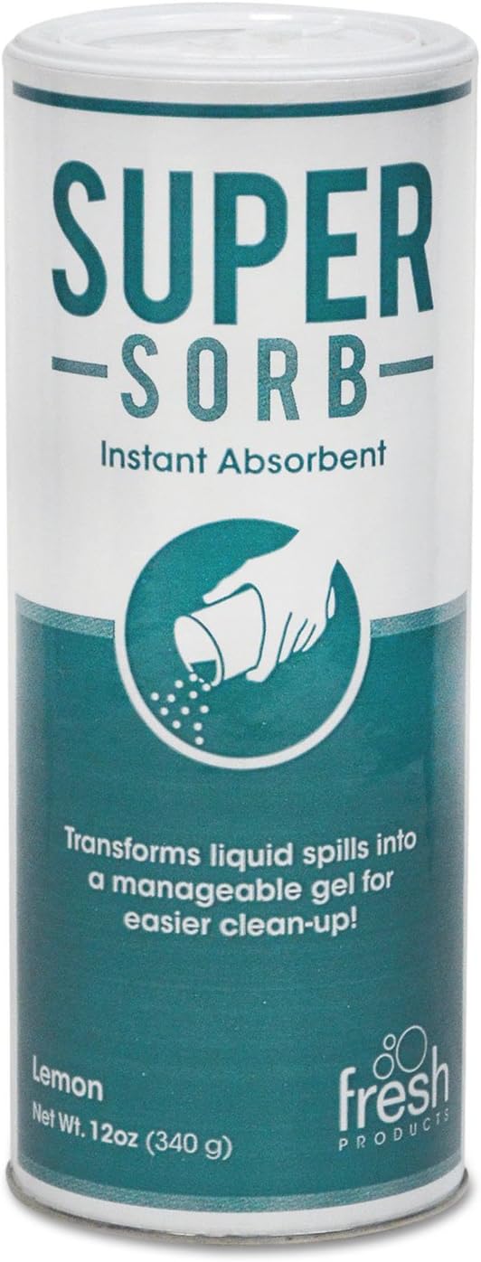 Fresh Products Super-Sorb Liquid Spill Absorbent, Powder, Lemon-Scent, 12 Oz. Shaker Can, 6/Box, New