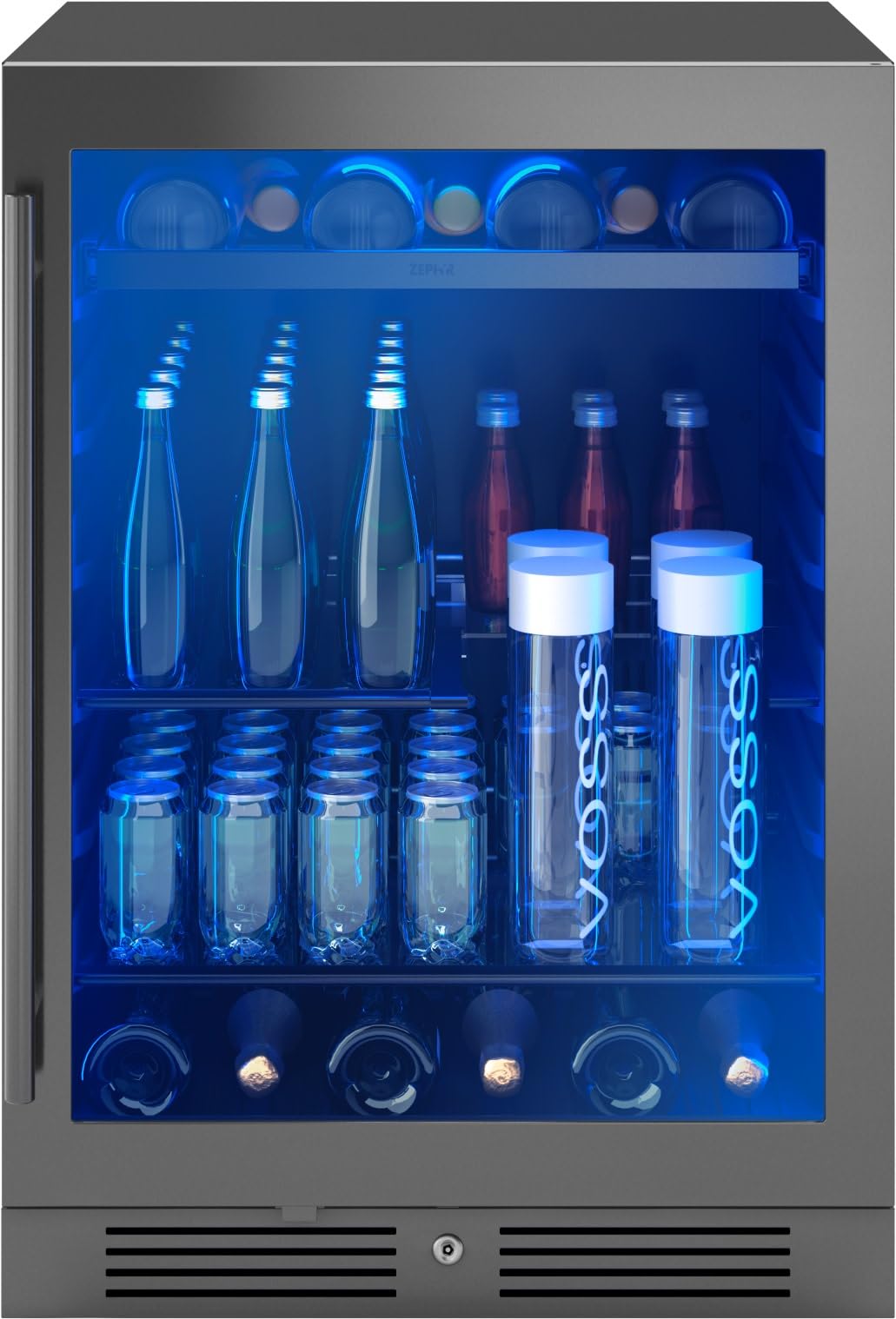 Zephyr PRB24C01C Presrv 24 Inch Wide 7 Bottle and 108 Can Capacity Energy Star Certified Wine and Beverage Cooler with 3-Color LED Lighting - Black Stainless Steel on Fridge.com