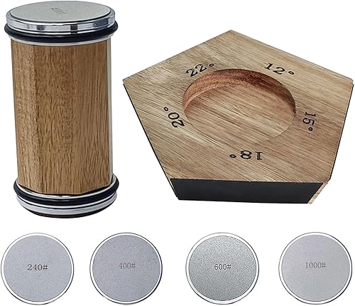 Afilador de cuchillos de acacia para borde recto con diamantes industriales y piedra de afilar para acero de cualquier dureza con 12 & 15 & 18 & 20