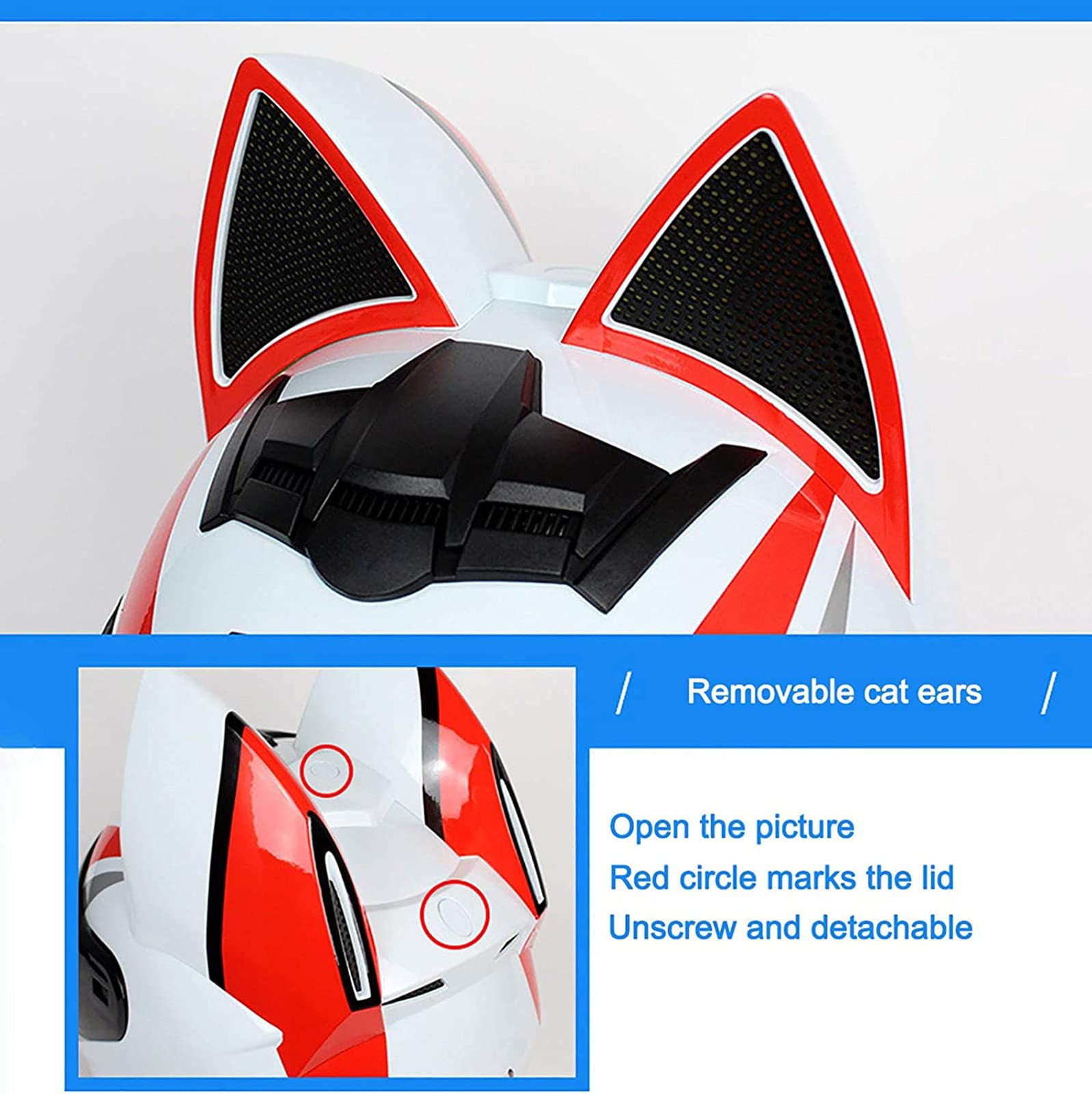 Casco De Moto De Cara Completa Con Orejas De Gato Para Mujer, Guantes/Mascarilla, Cascos De Moto Hombres Mujeres, Casco De Motocicleta De Cara Completa, Casco De Carretera Con Orejas H,M
