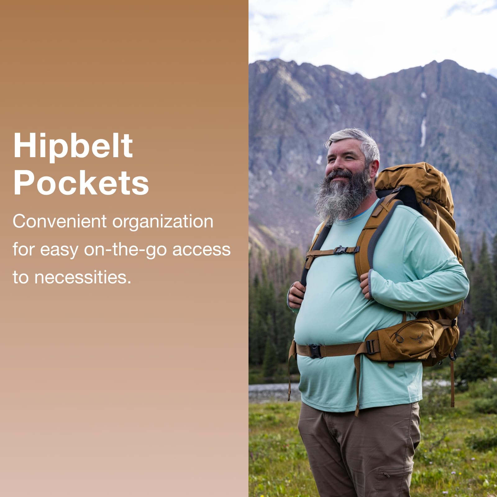 Osprey Rook 65L Men's Backpacking Backpack, Dark Charcoal/Silver Lining, Extended Fit