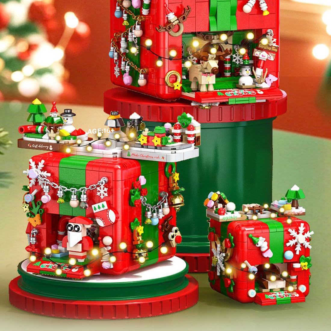 Scatola sorpresa di Natale blocchi di costruzione se con luci e