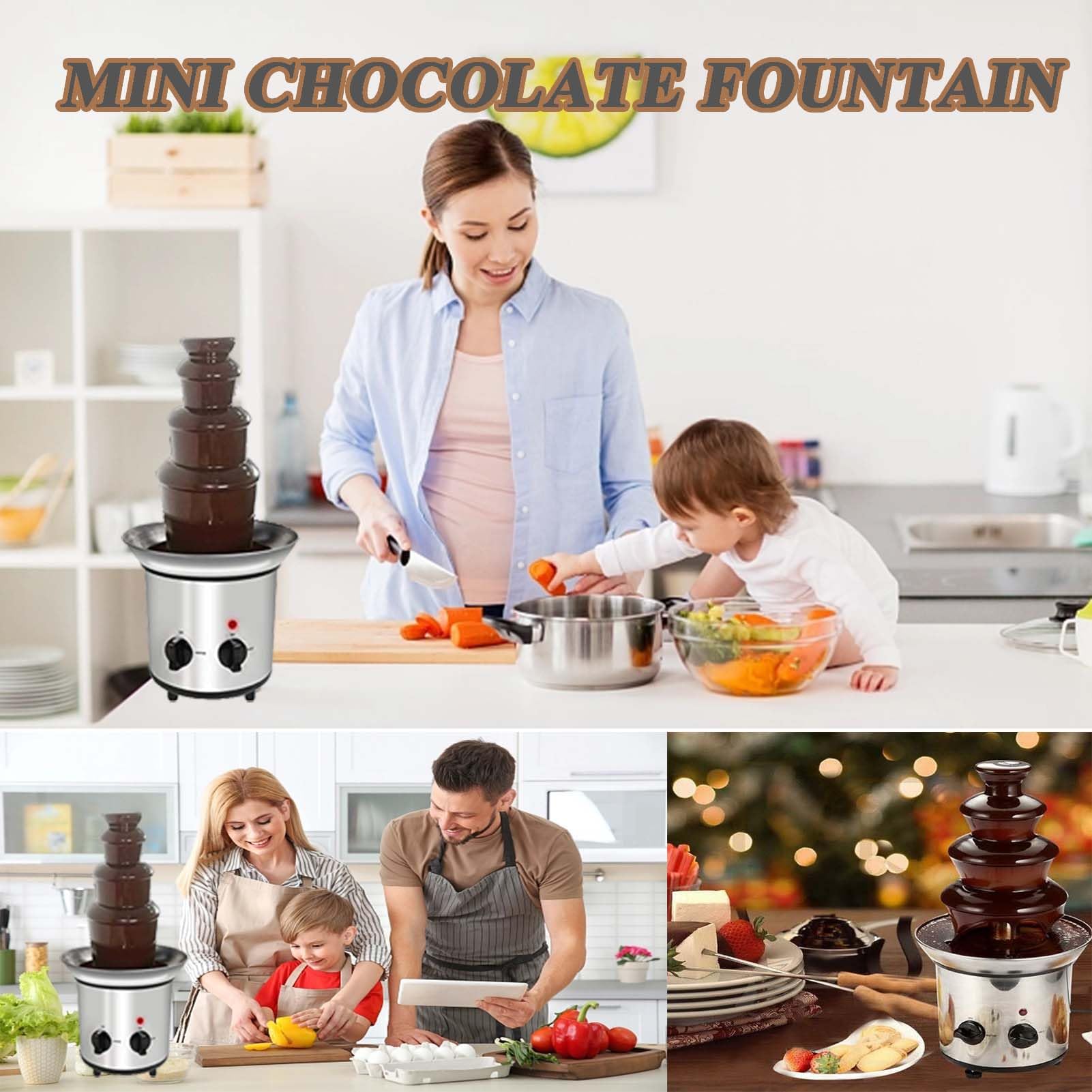 Amazon.co.jp: チョコレートフォンデュファウンテン、4段ミニ