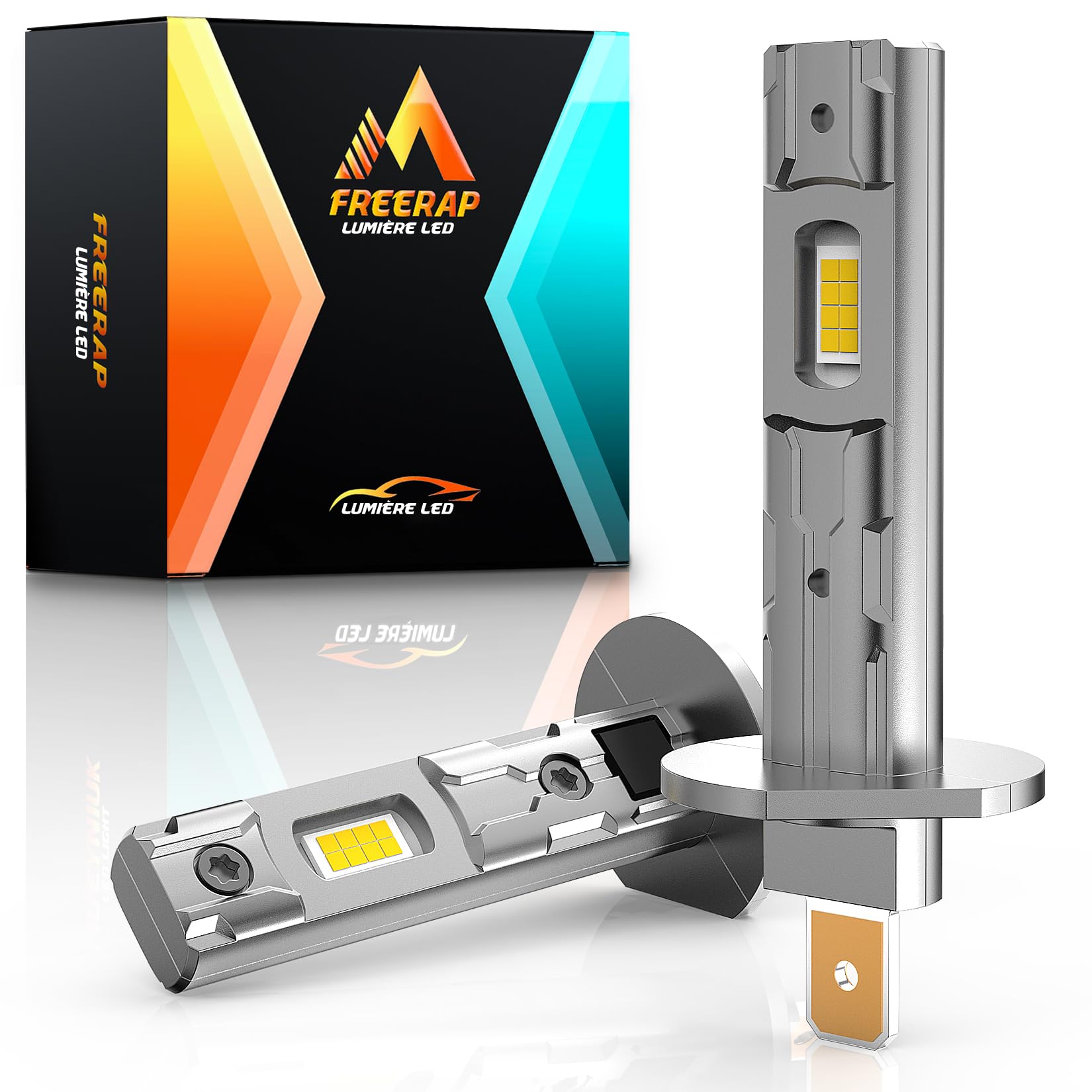 FREERAP H1 LED Bulb 32000LM, 100W 600% 6500K White Light, 1:1 Halogen Mini Size, 70000+ Hours Life, Plug and Play Easy Installation, 2 Pieces(H1)